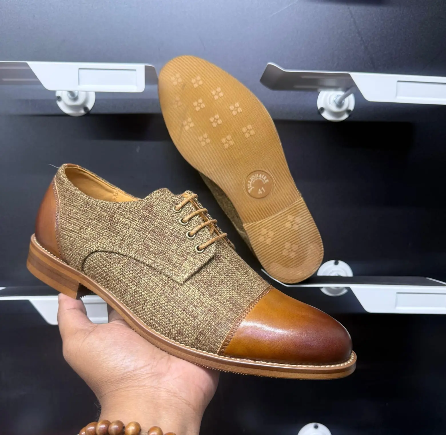 Billionaire Woven Cap Toe Derby Brown alternate view
