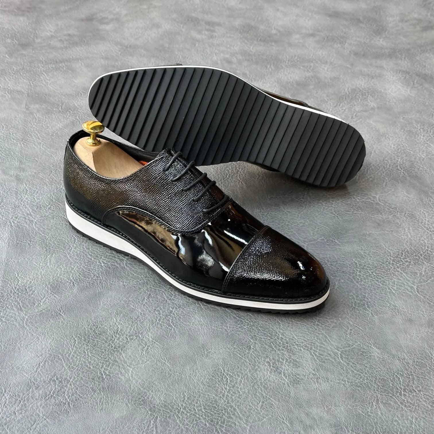John Foster Patent Cap Toe Oxford Black