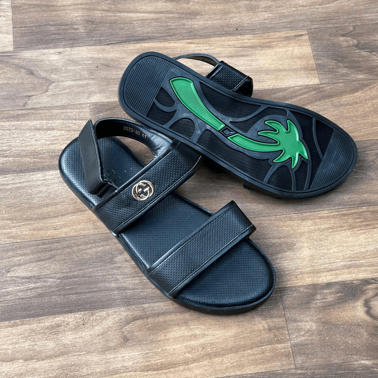 Midnight Black Double-Strap Sandals