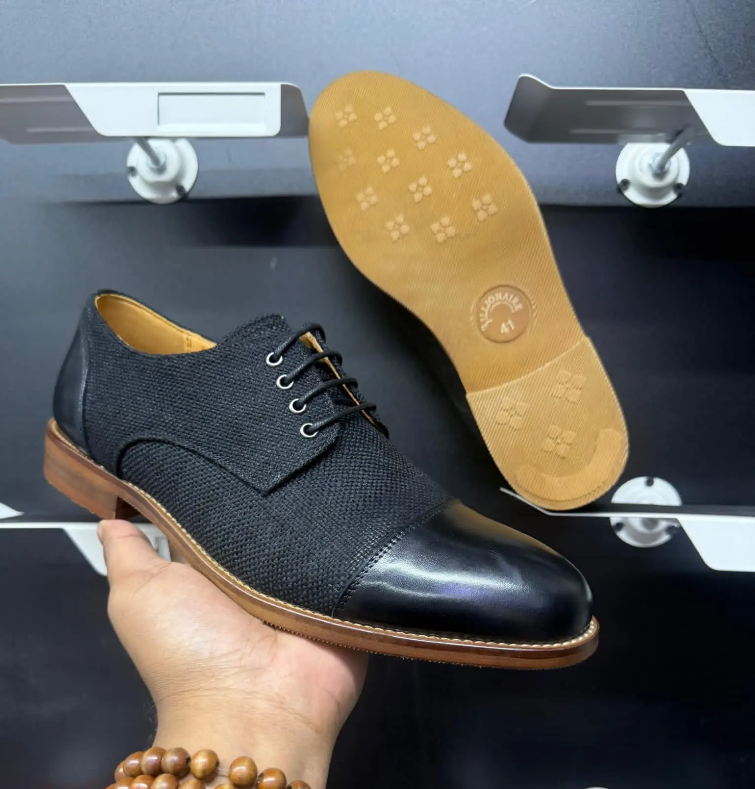 Billionaire Woven Cap Toe Derby Black alternate view